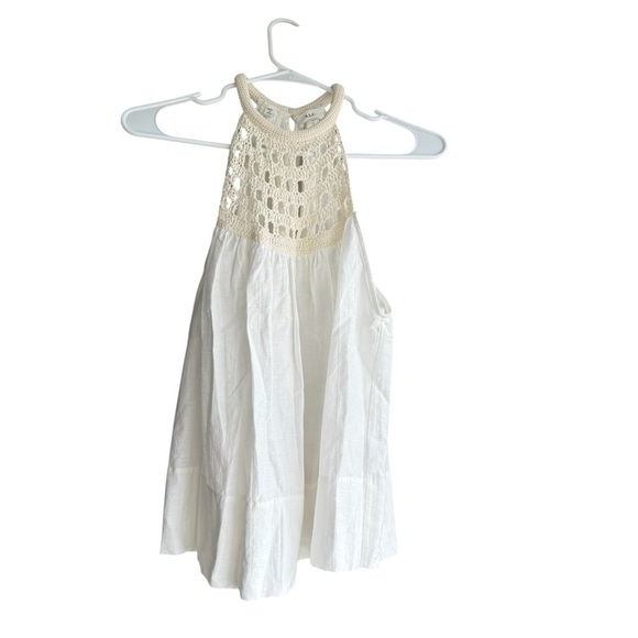 A.L.C. Reina Linen Blend Crochet Neck Halter Tank Top White - Picture 7 of 14